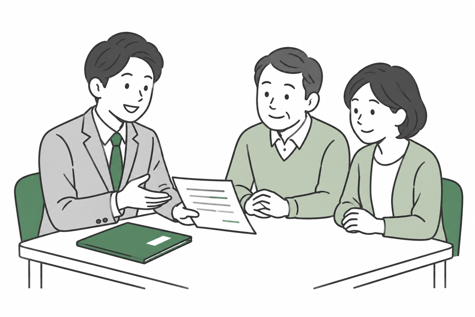 ご夫婦と面談してヒアリングする司法書士