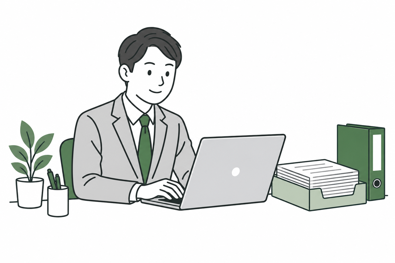 パソコンで書類を作成する司法書士