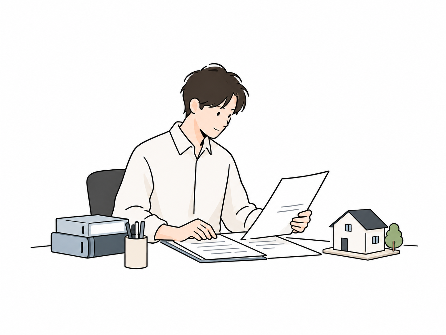 パソコンで書類を作成する司法書士